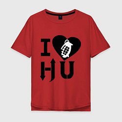 Футболка оверсайз мужская I love HU, цвет: красный