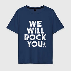 Футболка оверсайз мужская We Wil Rock You, цвет: тёмно-синий