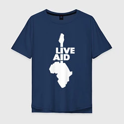 Футболка оверсайз мужская Queen - Live Aid, цвет: тёмно-синий