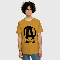 Футболка оверсайз мужская Animal Logo, цвет: горчичный — фото 2
