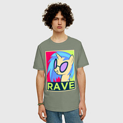 Футболка оверсайз мужская DJ Pon-3 RAVE, цвет: авокадо — фото 2