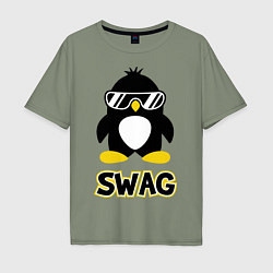 Футболка оверсайз мужская SWAG Penguin, цвет: авокадо