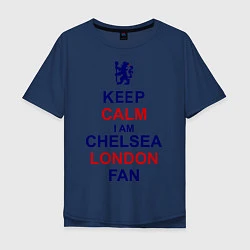 Футболка оверсайз мужская Keep Calm & Chelsea London fan, цвет: тёмно-синий