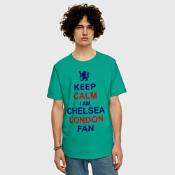 Футболка оверсайз мужская Keep Calm & Chelsea London fan цвета зеленый — фото 2