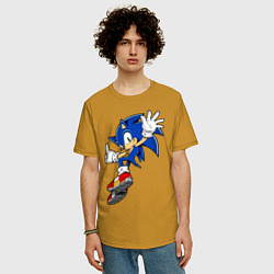 Футболка оверсайз мужская Sonic, цвет: горчичный — фото 2