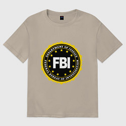 Футболка оверсайз мужская FBI Departament, цвет: миндальный