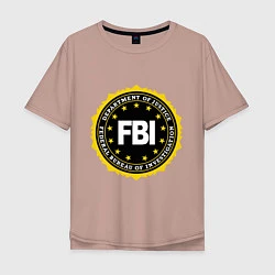 Футболка оверсайз мужская FBI Departament, цвет: пыльно-розовый