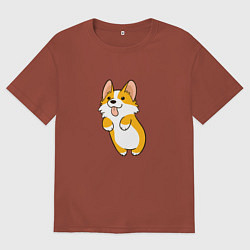 Футболка оверсайз мужская Корги лапочка, цвет: кирпичный