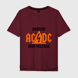 Футболка оверсайз мужская AC/DC: High Voltage цвета меланж-бордовый — фото 1