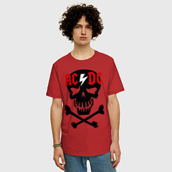 Футболка оверсайз мужская AC/DC Skull, цвет: красный — фото 2