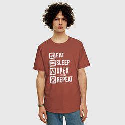 Футболка оверсайз мужская Eat, Sleep, Apex, Repeat, цвет: кирпичный — фото 2
