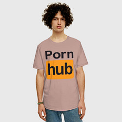 Футболка оверсайз мужская PornHub, цвет: пыльно-розовый — фото 2