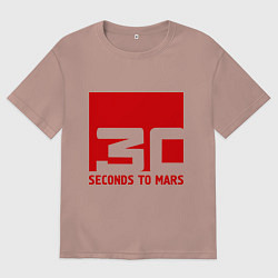 Футболка оверсайз мужская 30 seconds to mars, цвет: пыльно-розовый