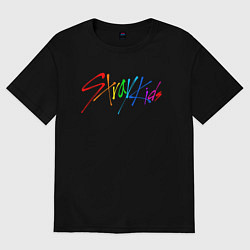 Футболка оверсайз мужская STRAY KIDS АВТОГРАФЫ, цвет: черный