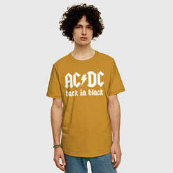 Футболка оверсайз мужская ACDC BACK IN BLACK, цвет: горчичный — фото 2