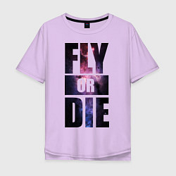 Футболка оверсайз мужская Fly or Die: Space цвета лаванда — фото 1