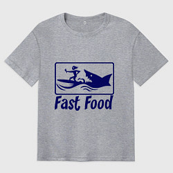 Футболка оверсайз мужская Shark fast food, цвет: меланж