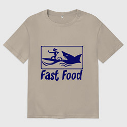 Футболка оверсайз мужская Shark fast food, цвет: миндальный