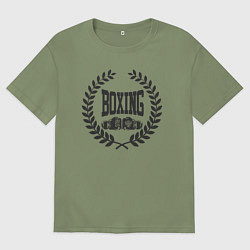 Футболка оверсайз мужская Russian boxing, цвет: авокадо