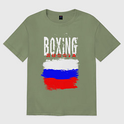 Футболка оверсайз мужская Бокс Россия, цвет: авокадо