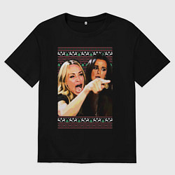 Футболка оверсайз мужская Woman Yelling at a Cat, цвет: черный