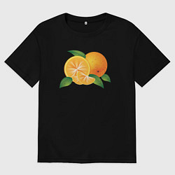 Футболка оверсайз мужская Апельсины, цвет: черный