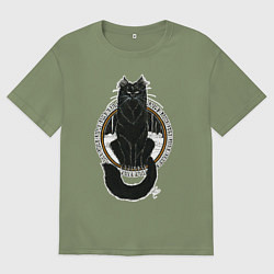 Футболка оверсайз мужская Йольский кот, цвет: авокадо