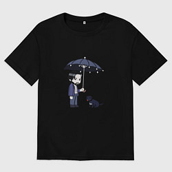 Футболка оверсайз мужская Be kind to animals or I'll kil, цвет: черный