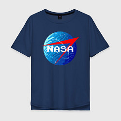 Футболка оверсайз мужская NASA Pixel, цвет: тёмно-синий