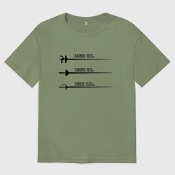Футболка оверсайз мужская Виды оружия для фехтования, цвет: авокадо