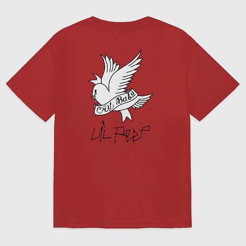 Мужская футболка оверсайз LIL PEEP НА СПИНЕ / Красный – фото 2