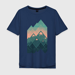 Футболка оверсайз мужская Геометрические горы, цвет: тёмно-синий