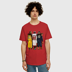 Футболка оверсайз мужская Bryant, Jordan, James, цвет: красный — фото 2