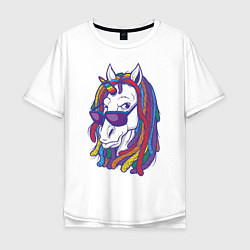 Футболка оверсайз мужская Rasta Unicorn, цвет: белый