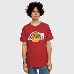 Футболка оверсайз мужская LA LAKERSспина, цвет: красный — фото 2
