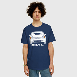 Футболка оверсайз мужская Honda Civic EP 7gen, цвет: тёмно-синий — фото 2