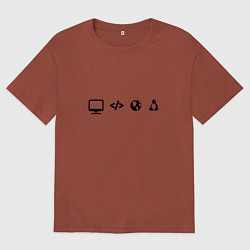 Футболка оверсайз мужская LINUX, цвет: кирпичный