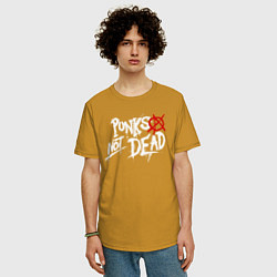 Футболка оверсайз мужская Punks not dead, цвет: горчичный — фото 2