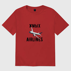 Футболка оверсайз мужская ЖМЫХ AIRLINES, цвет: красный