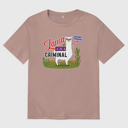 Футболка оверсайз мужская Lama ama criminal, цвет: пыльно-розовый