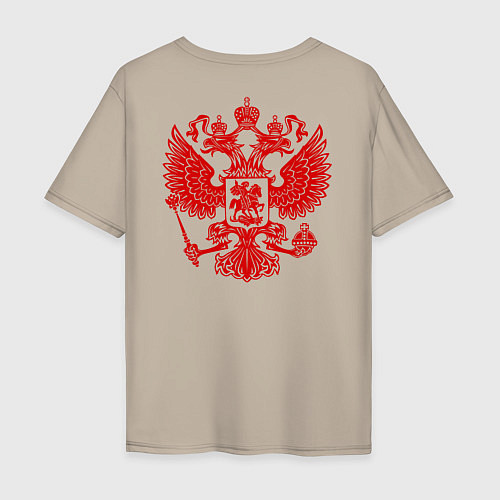 Мужская футболка оверсайз Russia / Миндальный – фото 2