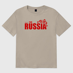 Футболка оверсайз мужская Russia, цвет: миндальный