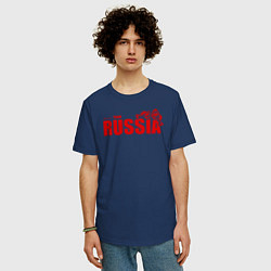 Футболка оверсайз мужская Russia, цвет: тёмно-синий — фото 2