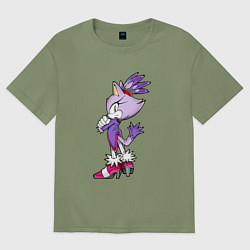 Футболка оверсайз мужская SONIC Кошка Блейз, цвет: авокадо