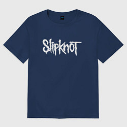 Футболка оверсайз мужская SLIPKNOT НА СПИНЕ, цвет: тёмно-синий