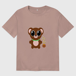 Футболка оверсайз мужская Медвежонок, цвет: пыльно-розовый
