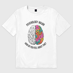 Футболка оверсайз мужская Psyhology major, цвет: белый
