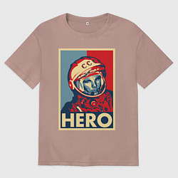 Футболка оверсайз мужская ЮРИЙ ГАГАРИН, цвет: пыльно-розовый