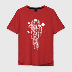 Футболка оверсайз мужская Космонавт на велосипеде, цвет: красный