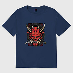 Футболка оверсайз мужская МАСКА РОНИНА, цвет: тёмно-синий